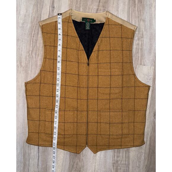 J.Crew men's plaid tweed vest in a tan/brown with black grid lines - size Large - Picture 7 of 8